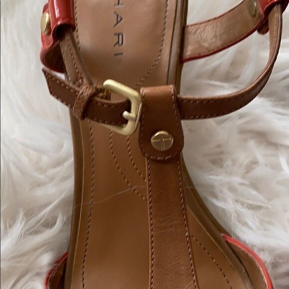 Tahari | Betsy T Strap Orange & Brown Pumps | 7 - Picture 4 of 6